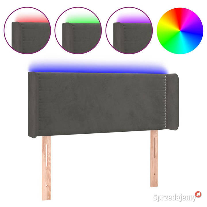 Zagłówek do łóżka z LED ciemnoszary 93x16x7888