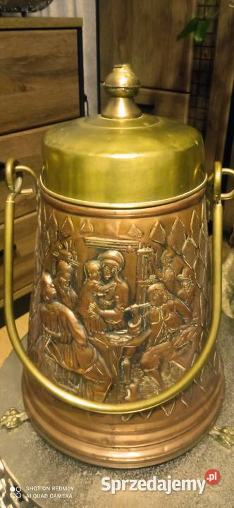 Kanka pojemnik parasolnik węglarka miedziana z