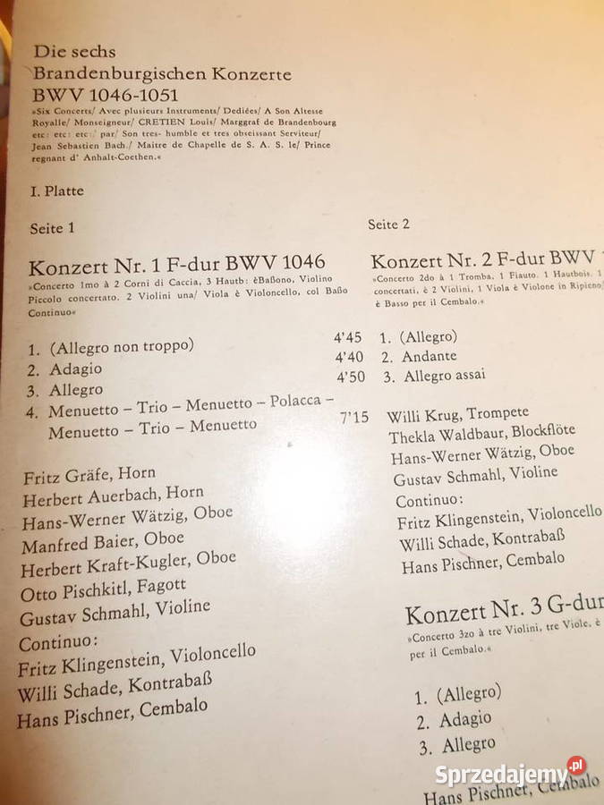 LPBach Koncerty Brandenburskie winyl album