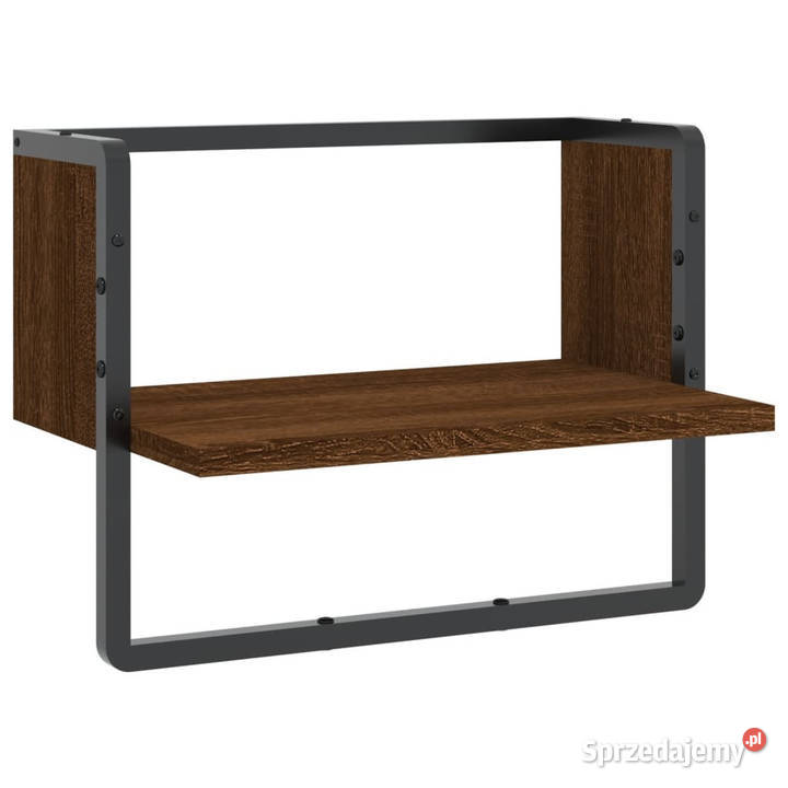 Półka ścienna z drążkiem brązowy dąb 40x25x30