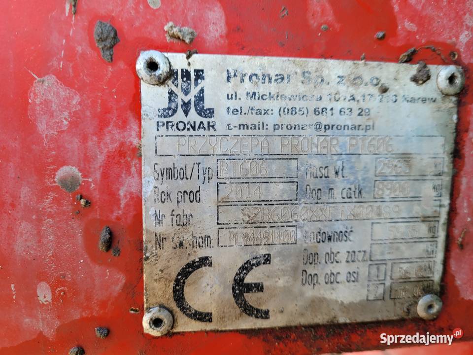 Przyczepa rolnicza Pronar PT606 2 20132014 r Kielce