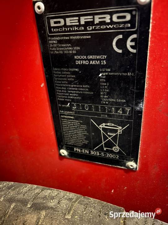 Sprzedam kocioł grzewczy DEFRO AKM 15 mazowieckie Przytyk