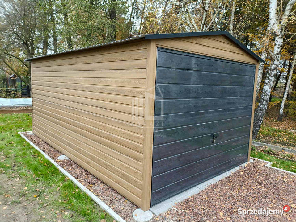 Garaż blaszany 3x6m Brama uchylna Drewnopodobny blacha Przemyśl