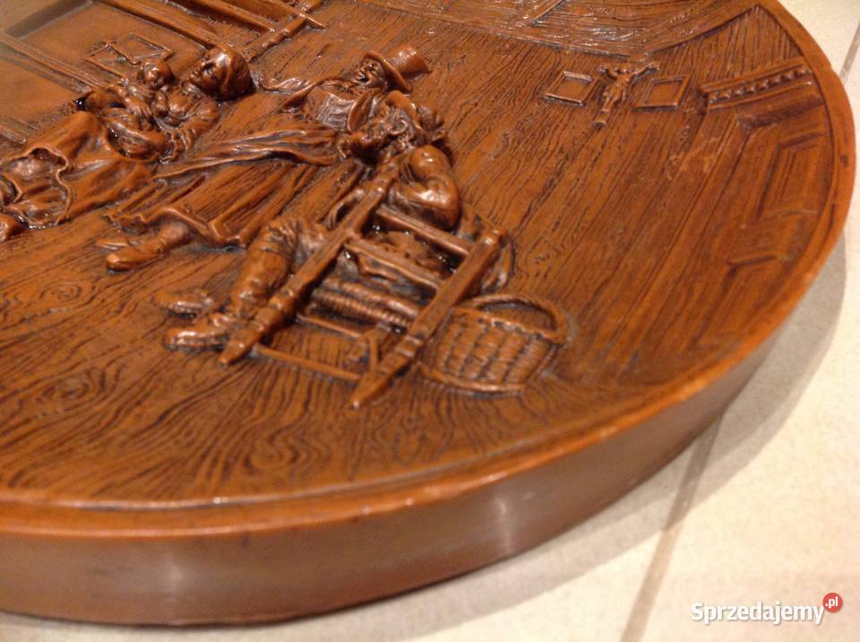 STARY OBRAZ PŁASKORZEŹBA Z WOSKU PSZCZELEGO Nowa Sól