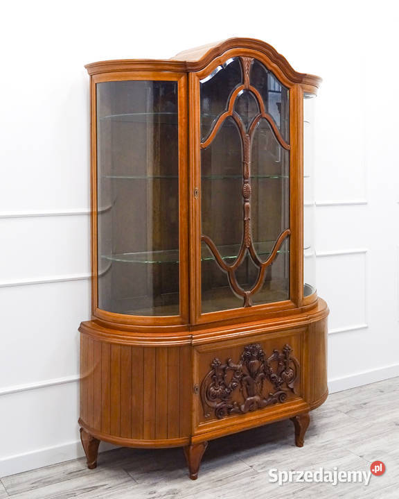 Dębowa Witryna Ludwik PÓŁOKRĄGŁE szyby ZDOBIONY Kalisz