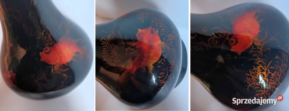 złote rybki wazon flakon z laki retro vintage Kielce