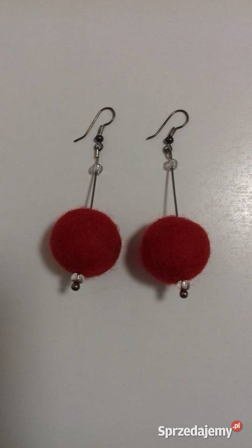 Kolczyki czerwone rękodzieło do sprzedania małopolskie Kraków