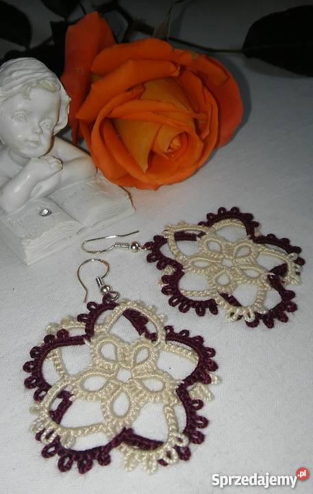 Kolczyki Frywolitkowe Kolczyki Wiśniowa