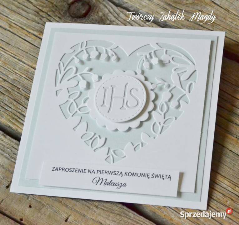 Zaproszenia komunijne ręcznie robione z sercem i Rękodzieło Słupsk