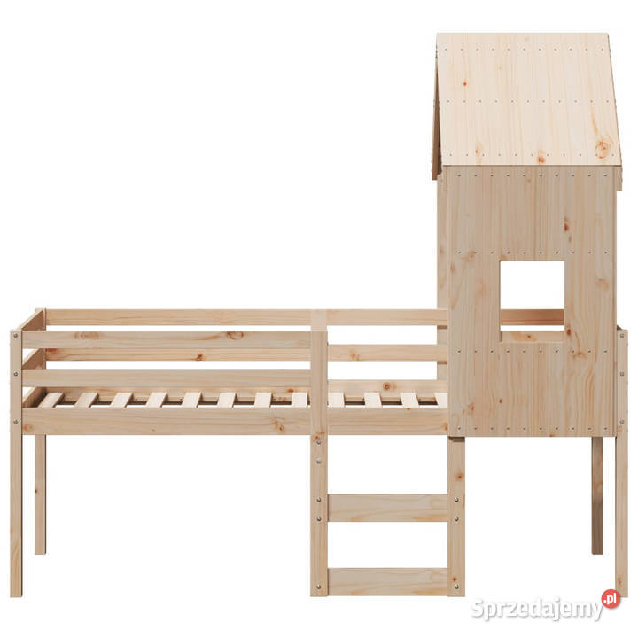 Wysokie łóżko z daszkiem lite drewno sosnowe 89cm Warszawa sprzedam