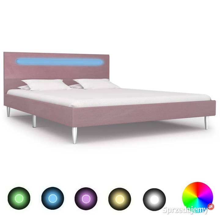 vidaXL Rama łóżka z LED, różowa, tapicerowana280978