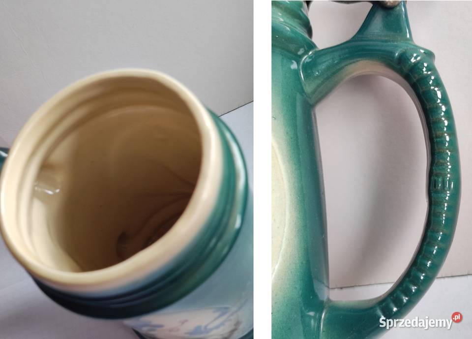 kolekcjonerski kufel ceramiczny z pokrywką Kielce