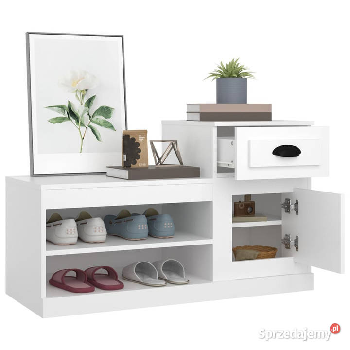 Szafka na buty biała 100x42x60 materiał