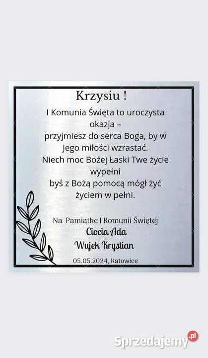 Dedykacja życzenia komunia inne okazje piękna Kraków