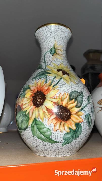 Wazon Słoneczniki Ręcznie zdobiony Sygnowany Gdańsk
