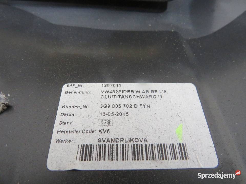 BOCZEK TAPICERKA KANAPY PRAWY TYŁ PODUSZKA sprzedam