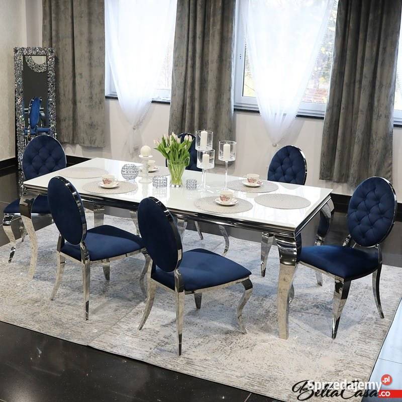 Jadalnia glamour Energia del Oceano szklana stół 150cm