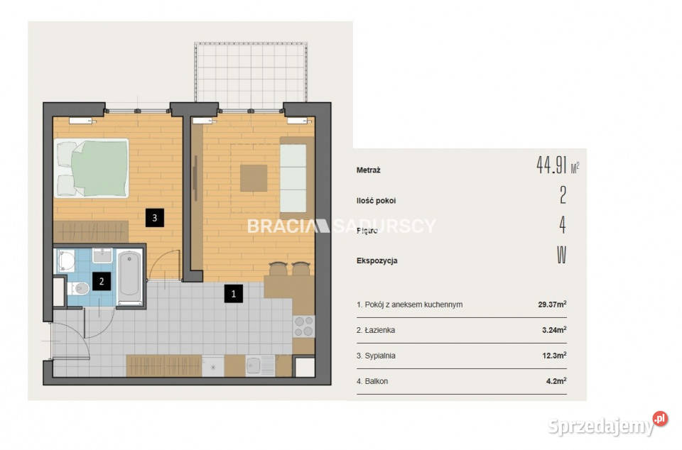 Mieszkanie 4491m2 2pokojowe Kraków apartamentowiec sprzedam