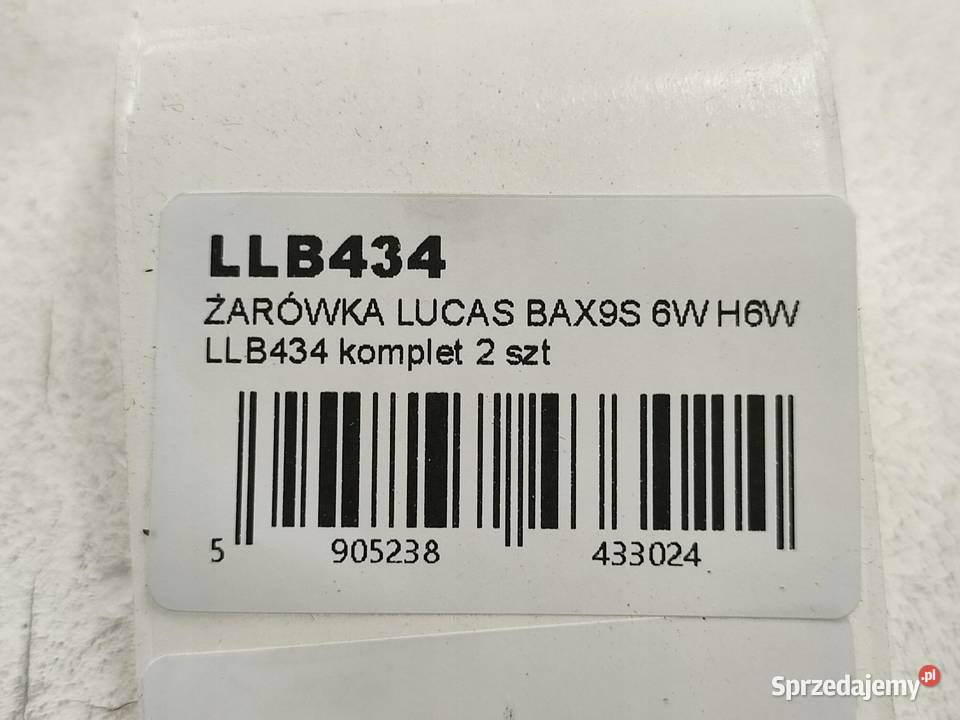 ŻARÓWKA KOMPLET 2 LUCAS BAX9S 6W H6W 12V LLB434 Żarówki samochodowe sprzedam
