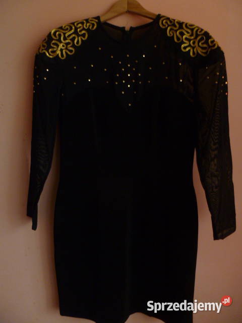 Sukienka czarna ze złotym dekorem Kraków