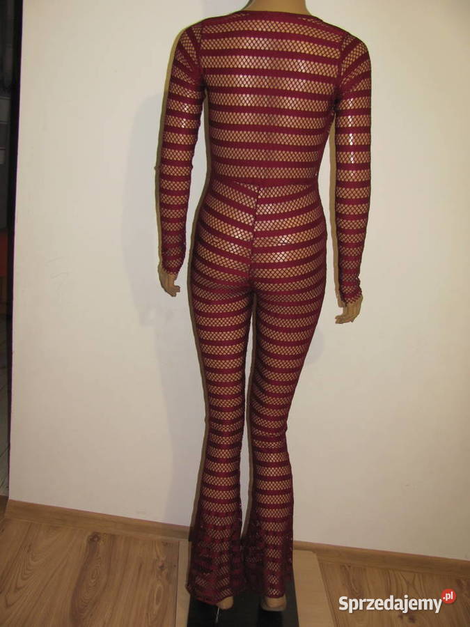 kostium kombinezon sexy siateczka bordowy czerwony sprzedam