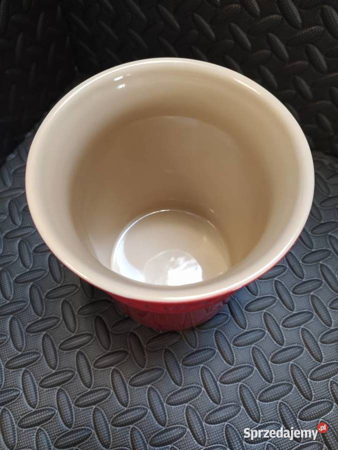 Le Creuset czerwony pojemnik słoik z kamionki do Radlna