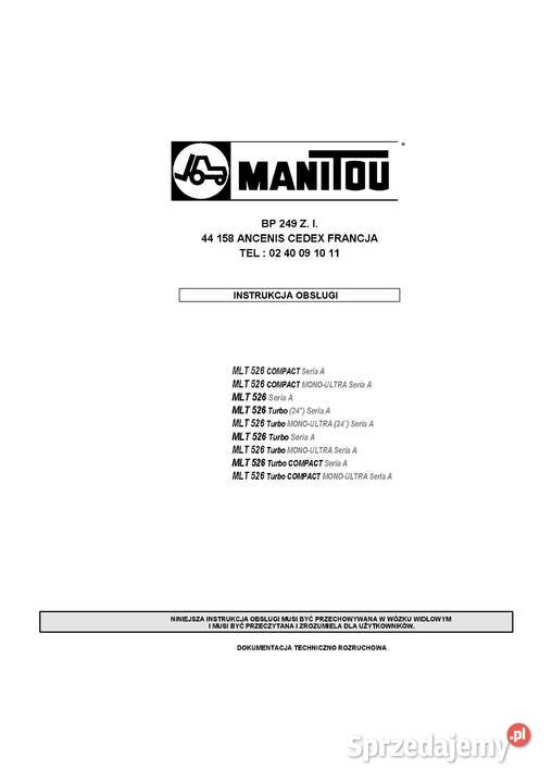 Manitou MRT Privelage Instrukcja katalog napraw wielkopolskie Szamotuły
