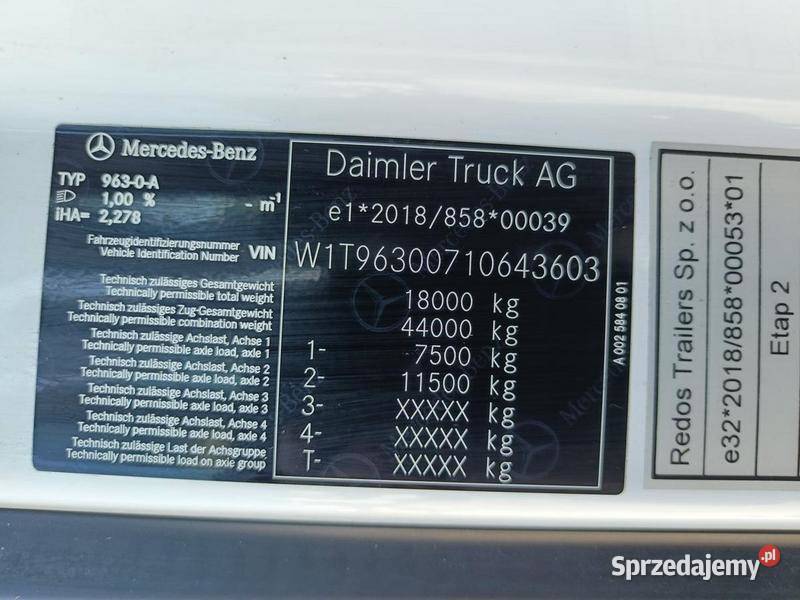 MERCEDESBENZ ACTROS 1840 L 2023 1067700 ccm 394 376334km Ciągniki siodłowe mazowieckie Warszawa