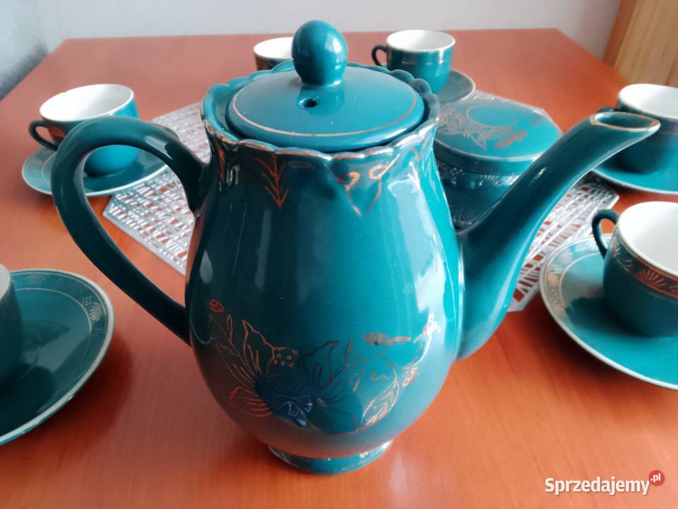 Serwis kawowy DPRK Korea Północna vintage turkus
