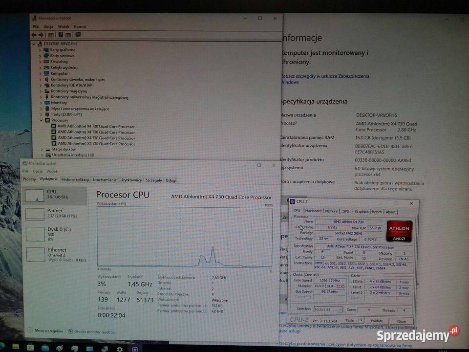AMD Athlon X4 730 FM2 Quad Core 28GHz turbo sprzedam