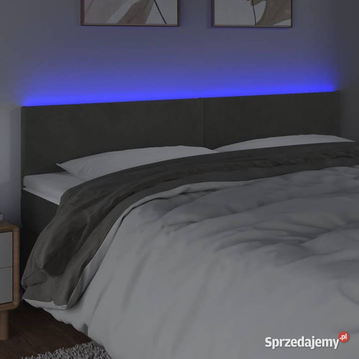 Zagłówek do łóżka z LED ciemnoszary 180x5x7888 Meble mazowieckie Warszawa
