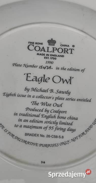 COALPORT Kolekcjonerski ozdobny talerz Pabianice
