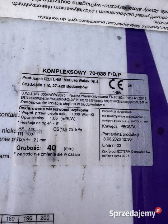 Styropian Izoterm kompleksowy 038 fasada dach Oleśnica sprzedam