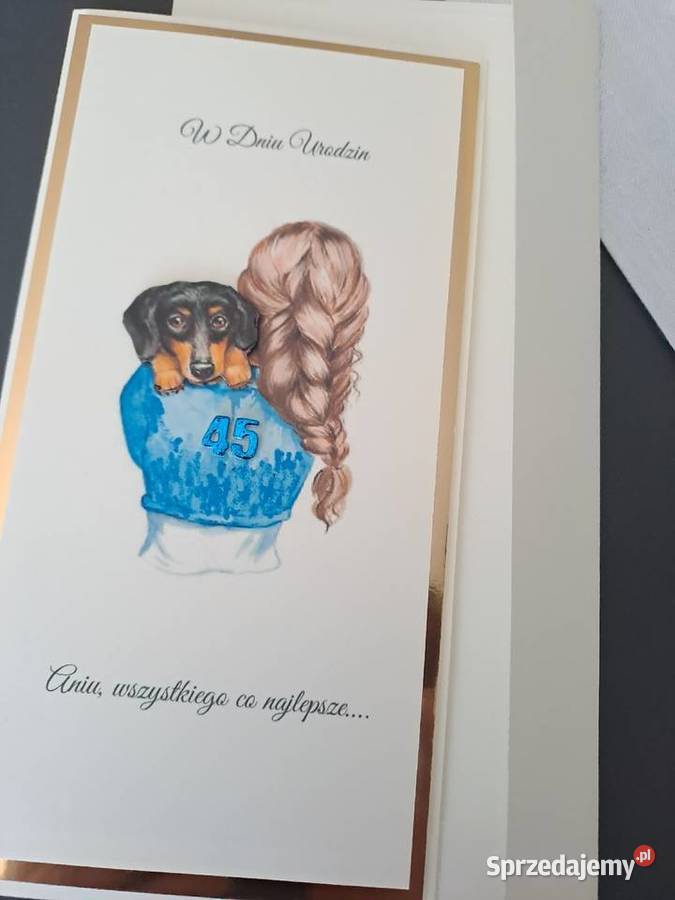 Kartka 3D z okazji urodzin miłośniczki psów śląskie Strzebiń