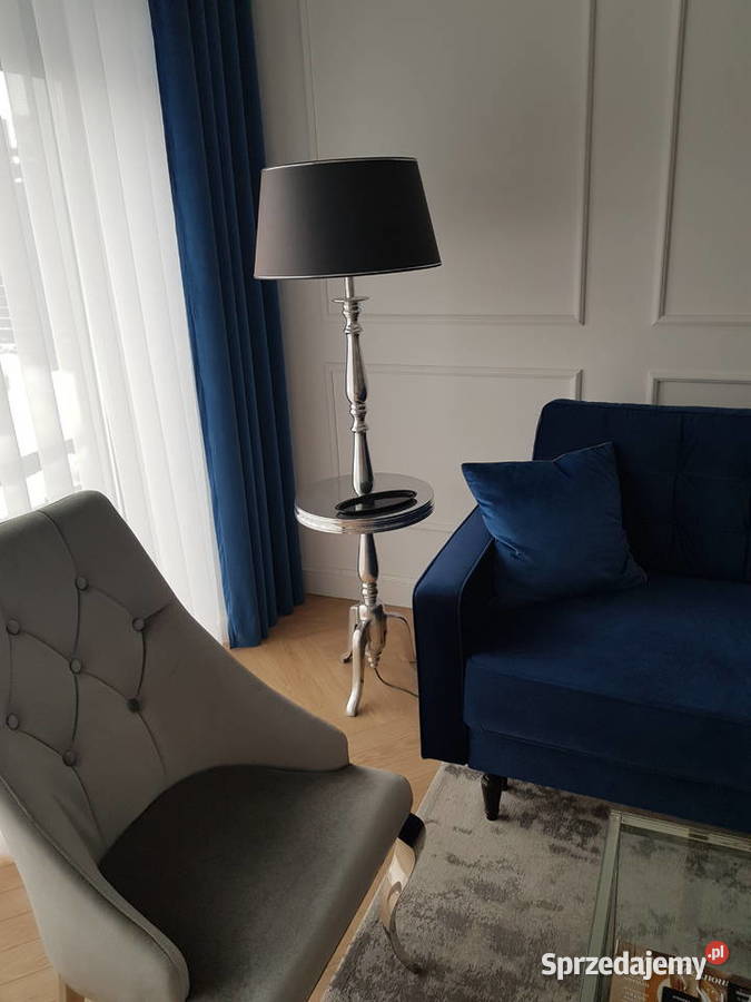 Stolik z lampą drewno szkło odnowiony RETRO Pozostałe Pozostałe Oleśnica