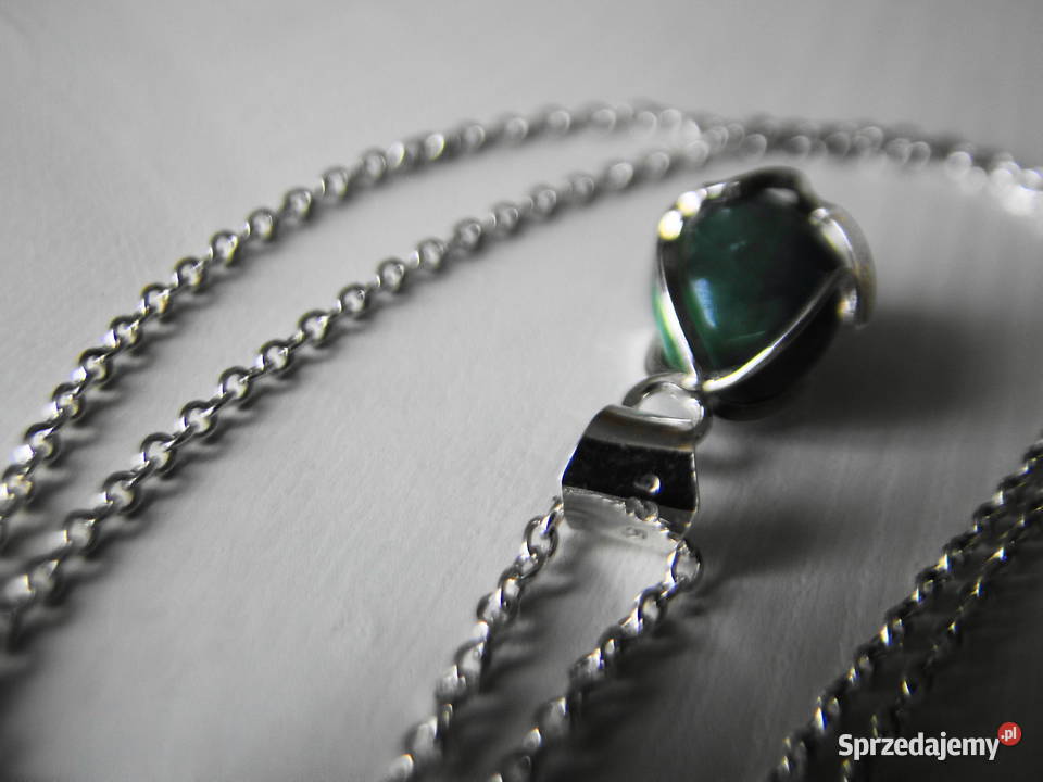 Naszyjnik srebro i zielony jadeit Warszawa