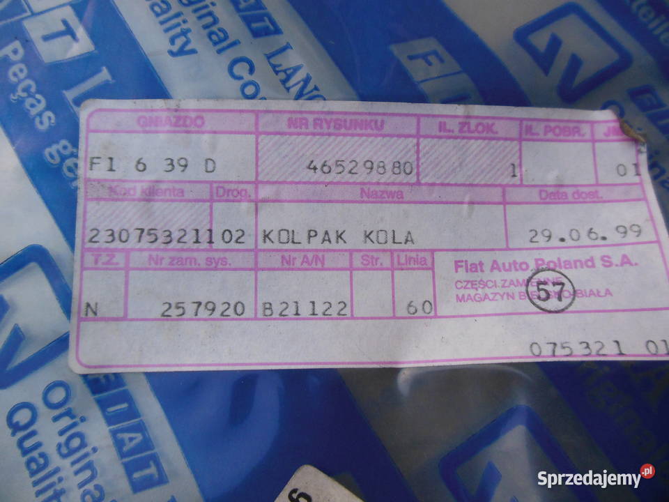 KOŁPAK KOŁA FIAT BRAVO BRAVA 46529880 NOWA