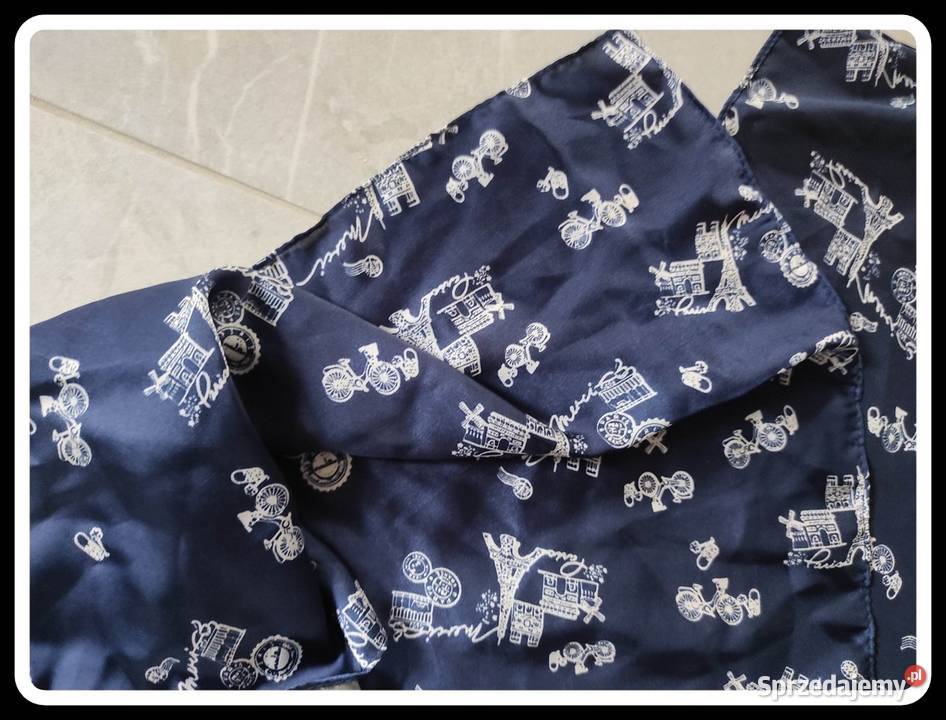 Granatowa chusta apaszka Avon wzorki 40 x 190 Płock