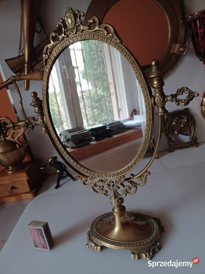 Piękne stojące lustro mosiężne wielkopolskie Poznań