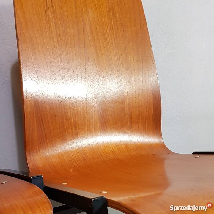 Duńskie krzesła sklejka gięta lata 70te komplet Meble Płock