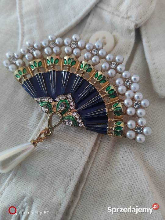 Broszka wachlarz z perłą Ruciane-Nida sprzedam