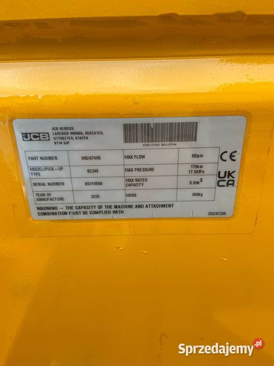 Oryginalna Nowa zamiatarka JCB 240 SC JCB 535 Suchoraba