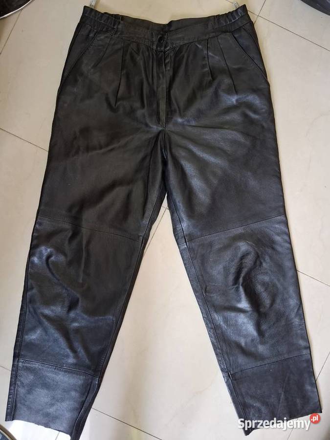 Skórzane spodnie vintage wysoki stan skóra 42 XL Kraków