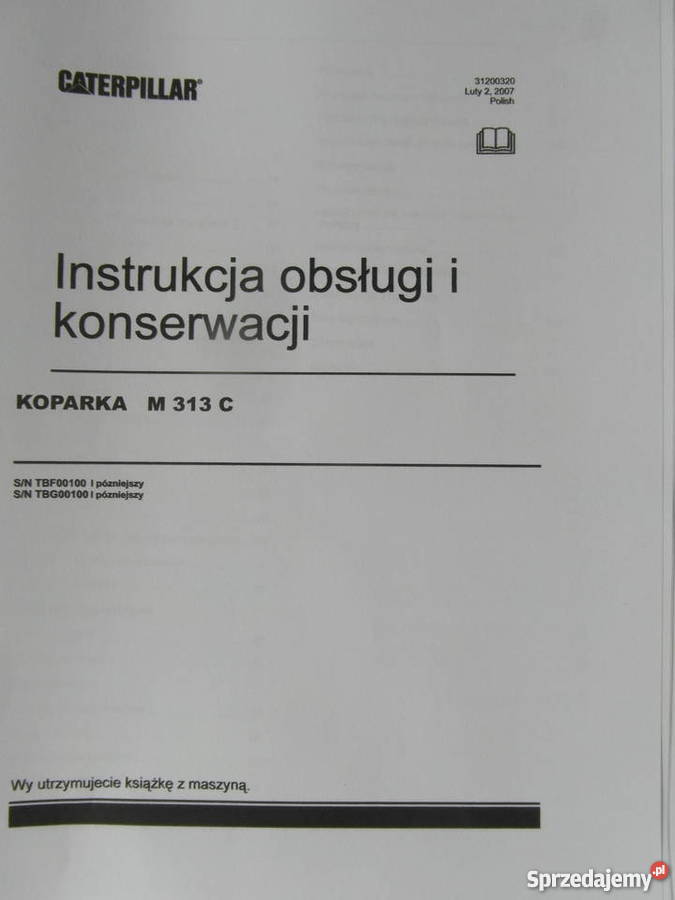 dtr instrukcja obsługi koparka caterpillar m313c Szczecin