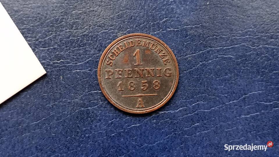 Stare monety 1 pfennig 1858 A NIemcy Schaumburg Lesko