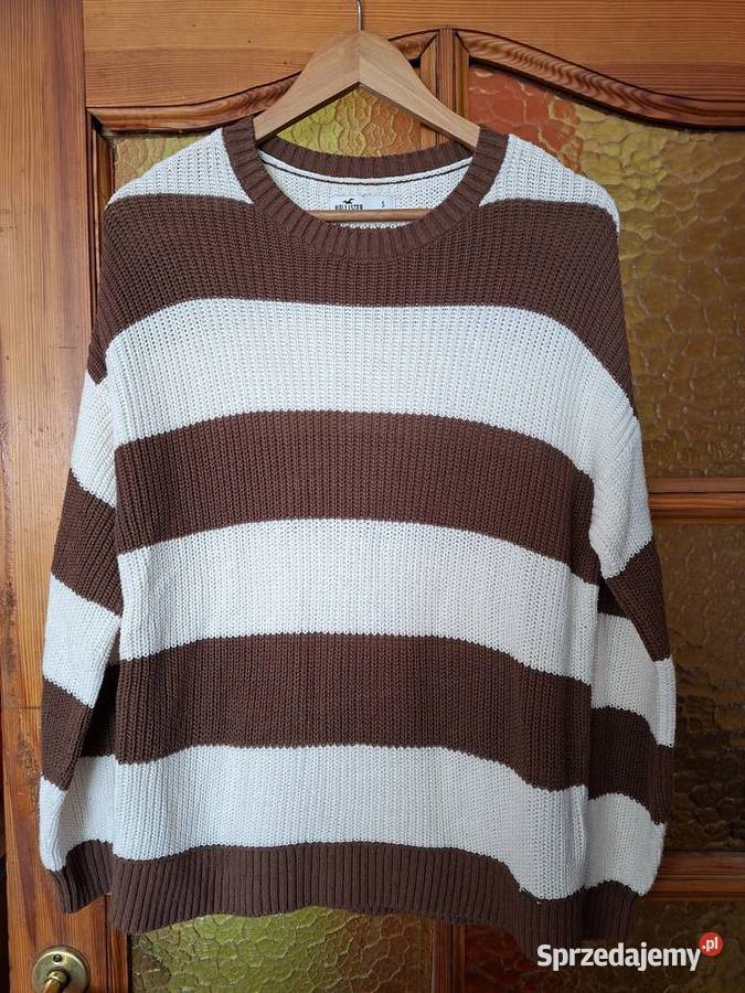 Sweter w paski brązowy/beżowy Środa Wielkopolska