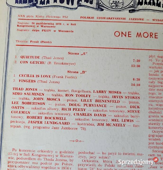 ONE MORE TIME Poljazz płyta winylowa z roku 1978