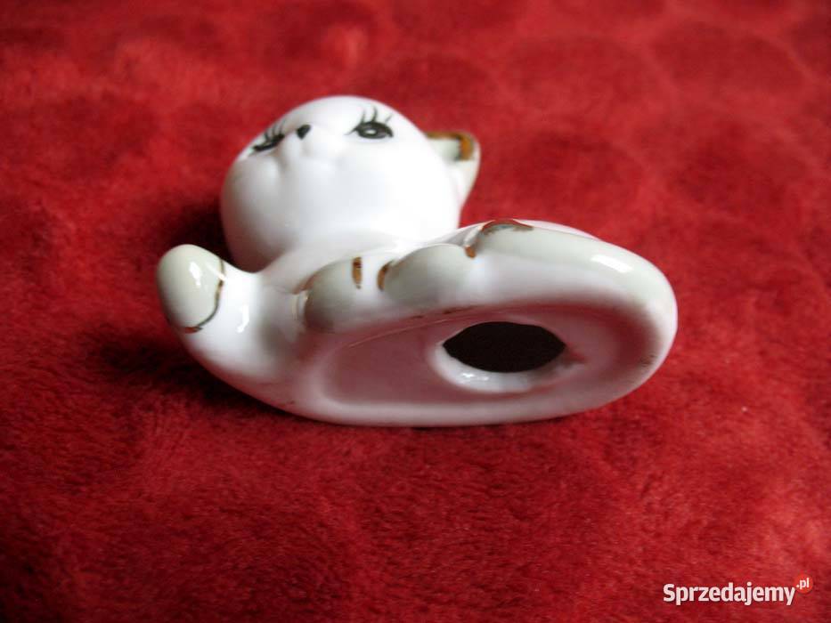 Kot kotek złocony porcelana 5 x 6 x 35 biały Siedlce