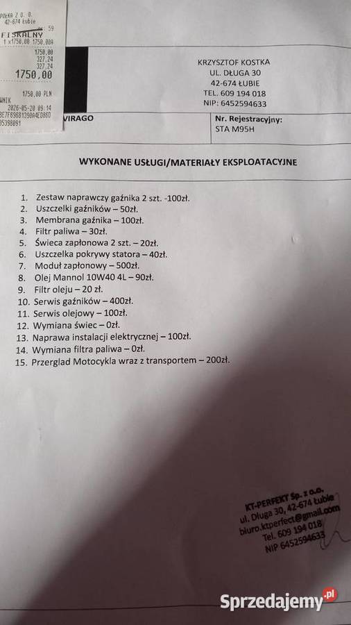 Yamaha virago nieuszkodzony