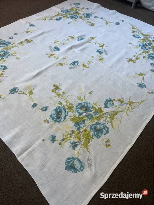 Obrus len wzór kwiaty polne Obrusy i serwety śląskie Zabrze